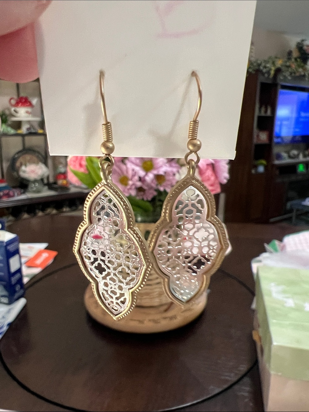 New Gold Filigree Drop Earrings